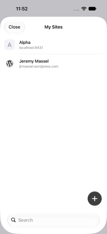 This PR: after picking a site in the switcher