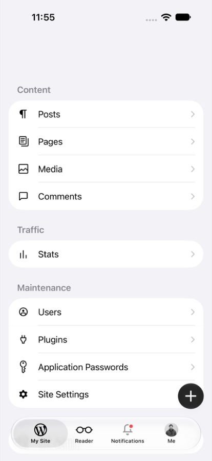 This PR: site menu after returning from a dashboard site